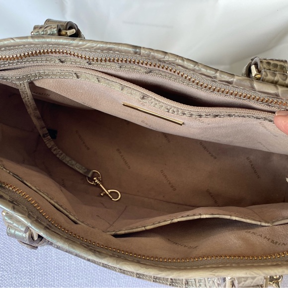 Brahmin Metallic Crocodile Embossed Mini Asher and Wristlet. - Picture 3 of 7